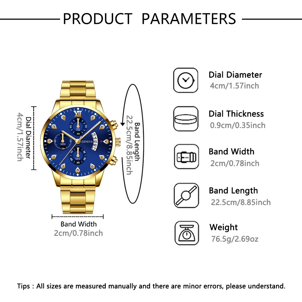 Relógio de casal unissex em liga metálica com mecanismo de quartzo, estilo casual e moderno.