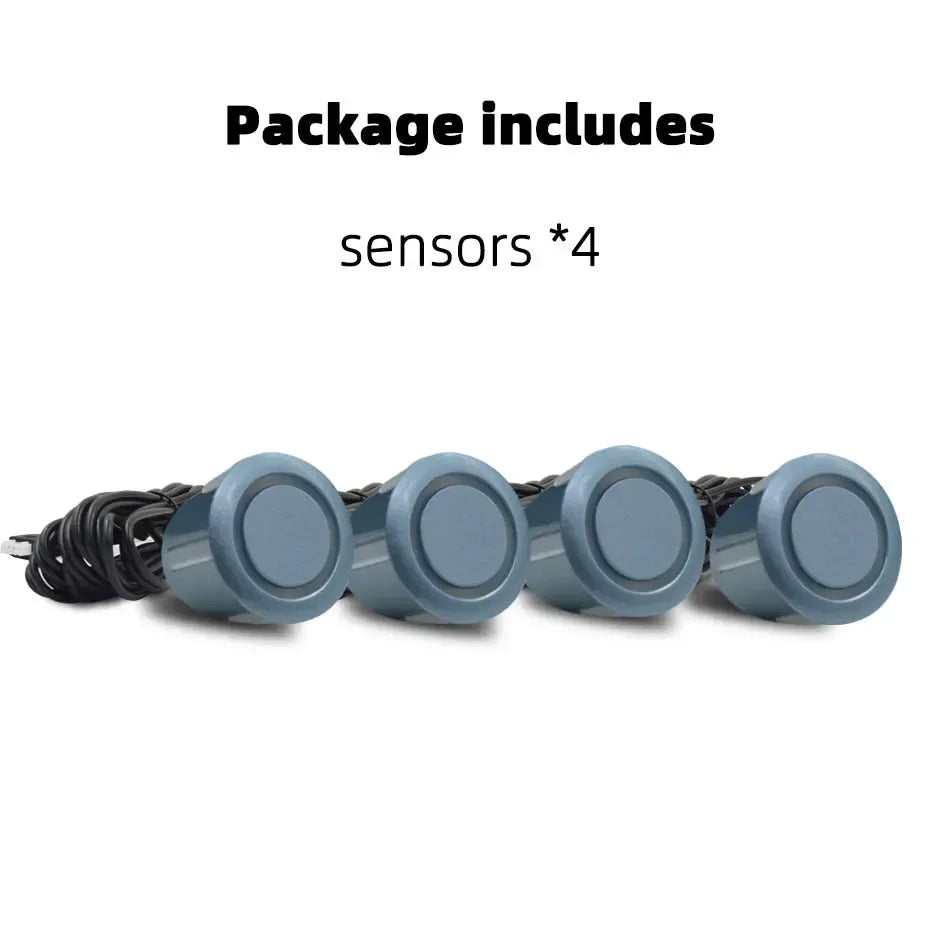 Sistema de radar de estacionamento ultrassônico com 4 sensores de 22 mm para ré. Disponível nas cores vermelho, preto, branco, prata, cinza, dourado e muito mais!