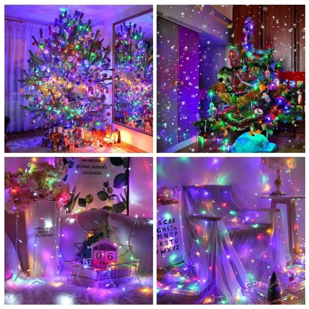 Cordão de luzes LED de 10 metros com 100 LEDs, AC 220V/110V, à prova d'água, para decoração de festas, Natal e casamentos.