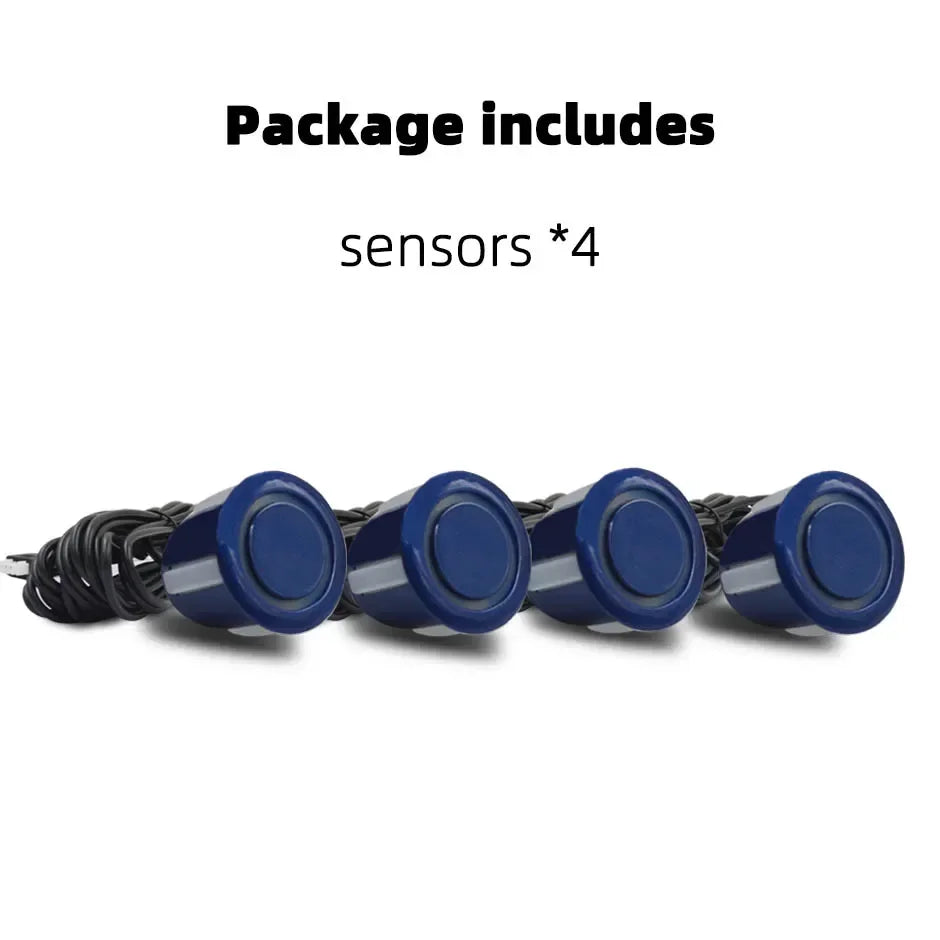 Sistema de radar de estacionamento ultrassônico com 4 sensores de 22 mm para ré. Disponível nas cores vermelho, preto, branco, prata, cinza, dourado e muito mais!